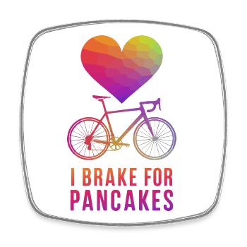 Heart and Bicycle with Pancake Text Design - Square fridge magnet - white - Front
