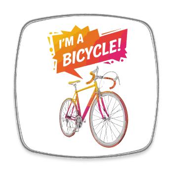 Vibrant Bicycle Illustration with Bold Text - Square fridge magnet - white - Front