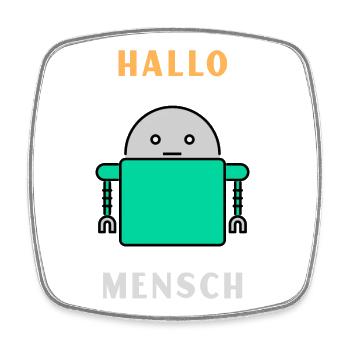 Hello Human - Robot Greeting - Square fridge magnet - white - Front