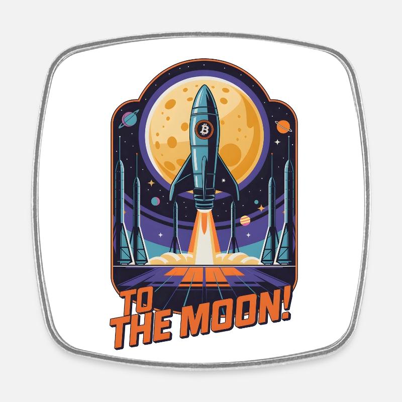 To The Moon - Square fridge magnet - white