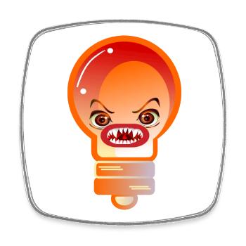 COSTUMES D’HALLOWEEN AMPOULE ARTISANALE - Magnet carré - blanc - Devant