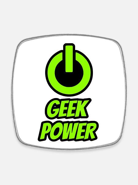 Geek power - Magnet carré - blanc