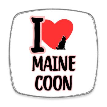Ich liebe Maine Coon - Viereckiger Kühlschrankmagnet - Weiß - Vorne