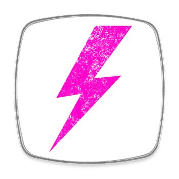 Leuchtender Pink Blitz Motiv - Viereckiger Kühlschrankmagnet - Weiß - Vorne