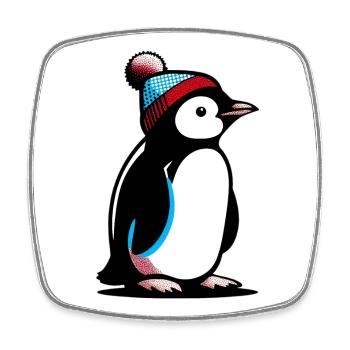 Pingouin - Magnet carré - blanc - Devant