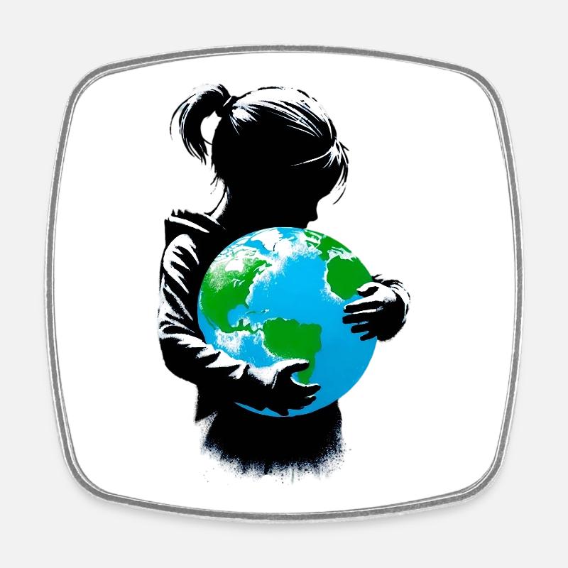 Planet Earth - Square fridge magnet - white