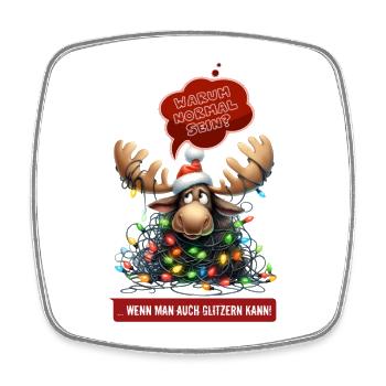 LUSTIGER ELCH | Weihnachtspulli | ugly sweater - Viereckiger Kühlschrankmagnet - Weiß - Vorne