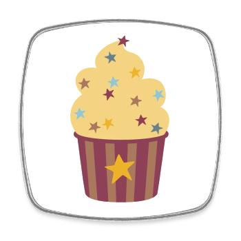Icecream Star Stripe Cupcake Muffin à la crème glacée de Noël - Magnet carré - blanc - Devant