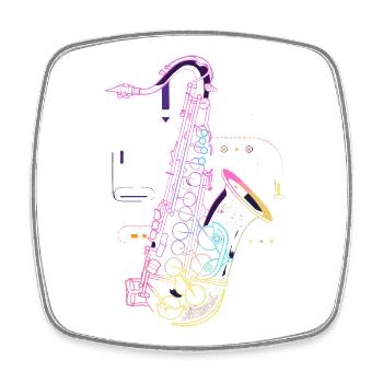 Saxophone Drawing - Square fridge magnet - white - Front
