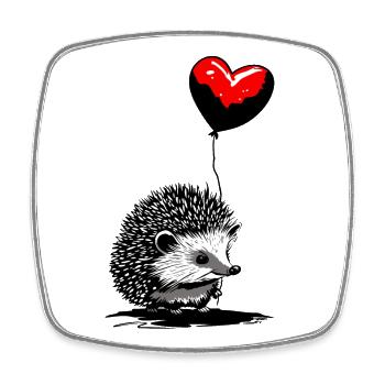 Igel mit Herz Luftballon - Heartful Creatures - Viereckiger Kühlschrankmagnet - Weiß - Vorne