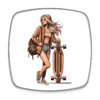 Longboard - Viereckiger Kühlschrankmagnet - Weiß - Vorne