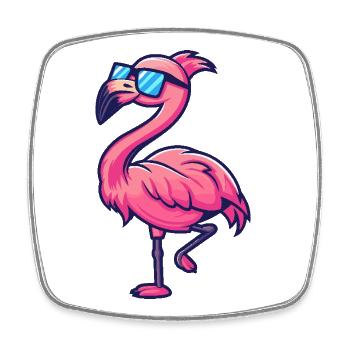 Flamingo Cool Comic - Viereckiger Kühlschrankmagnet - Weiß - Vorne