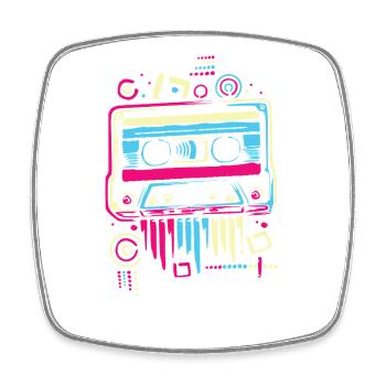 Retrovibes cassette cassette vintage couleurs bande dessinée - Magnet carré - blanc - Devant