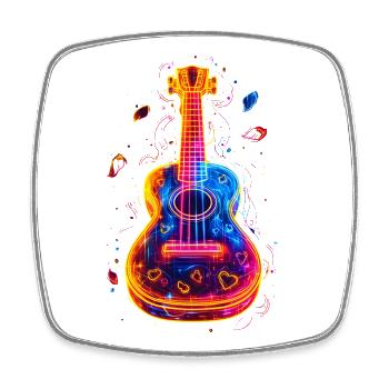 90er Jahre Ukulele - Viereckiger Kühlschrankmagnet - Weiß - Vorne
