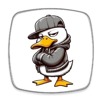 canard hiphop - Magnet carré - blanc - Devant