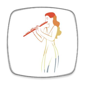 Vintage Flute Player Sketch - Square fridge magnet - white - Front