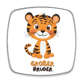 Großer Bruder Tiger - Viereckiger Kühlschrankmagnet - Weiß - Vorne