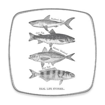 Silhouettes de poissons réels - Magnet carré - blanc - Devant