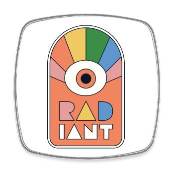 Radiant – Geometrische Retro-Sonnenstrahlen - Viereckiger Kühlschrankmagnet - Weiß - Vorne