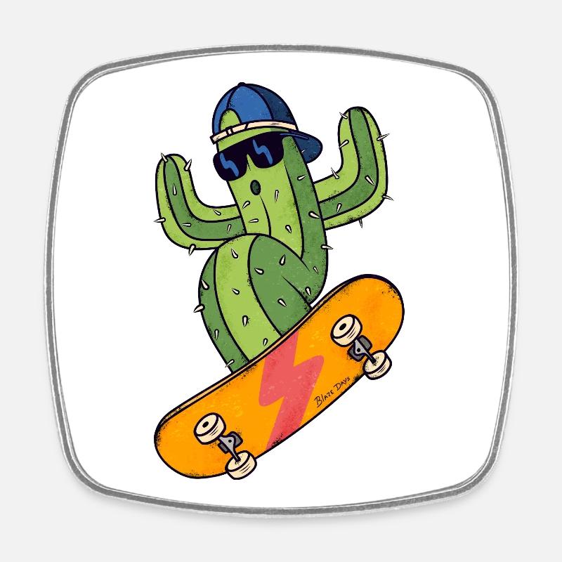 Cactus Skater - Square fridge magnet - white