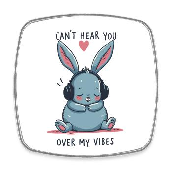 Can't Hear You Bunny Vibes Headphones Tee - Square fridge magnet - white - Front