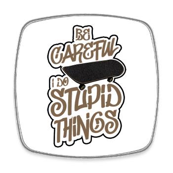 Skateboarder Joke - Square fridge magnet - white - Front