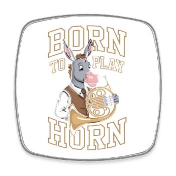 Esel mit Waldhorn - Born to play Horn - Viereckiger Kühlschrankmagnet - Weiß - Vorne