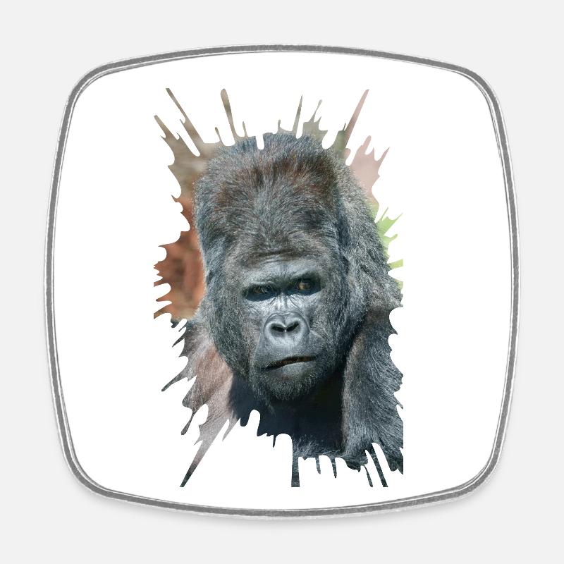 Striking Pose from Silverback Gorilla Dishi - Square fridge magnet - white