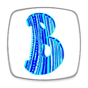 Buchstabe B mit Charakter in blau - Viereckiger Kühlschrankmagnet - Weiß - Vorne