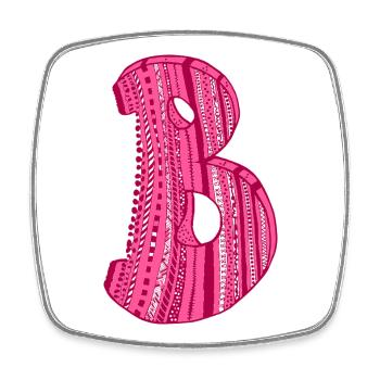 Letter B with character in red - Square fridge magnet - white - Front