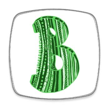 Letter B with character in green - Square fridge magnet - white - Front