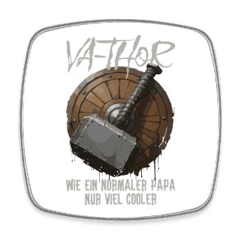 Viking Schild mit Hammer Design Va-Thor Vatertag - Viereckiger Kühlschrankmagnet - Weiß - Vorne
