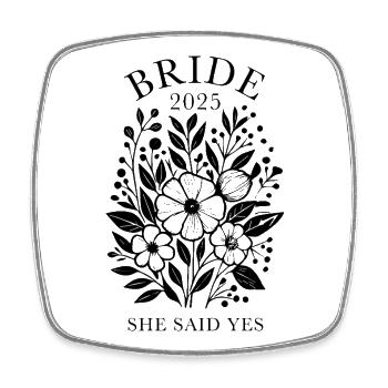 Bride2025 - she said yes - Viereckiger Kühlschrankmagnet - Weiß - Vorne