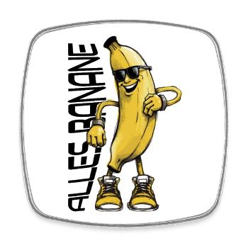Lustiger Bananen-Charakter mit Sonnenbrille - Viereckiger Kühlschrankmagnet - Weiß - Vorne
