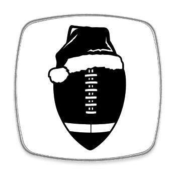 Ballon de football chapeau de Père Noël - Magnet carré - blanc - Devant