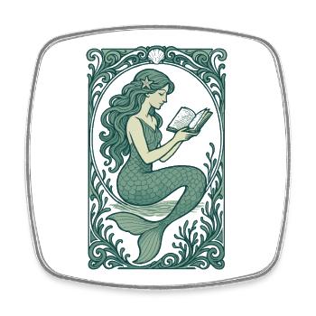 Mermaid Mermaid Reading Book Books Gift - Square fridge magnet - white - Front