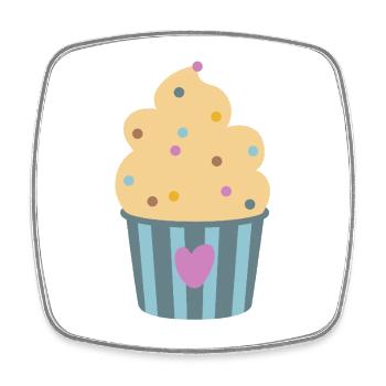 Icecream Herz Streifen Konfetti Dots Cup Muffin - Viereckiger Kühlschrankmagnet - Weiß - Vorne