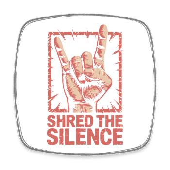 Shred the Silence – Signe Rock Hand Heavy Metal - Magnet carré - blanc - Devant