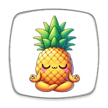 Süße Ananas Yoga Meditation Entspannung Cartoon - Viereckiger Kühlschrankmagnet - Weiß - Vorne