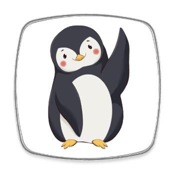 Pingouin - Magnet carré - blanc - Devant