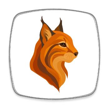 Eleganter Luchskopf – Kraftvolle Wildkatze - Viereckiger Kühlschrankmagnet - Weiß - Vorne