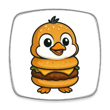 Lustiger Pinguin Burger Cheeseburger Fabeltier - Viereckiger Kühlschrankmagnet - Weiß - Vorne