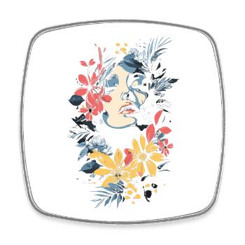 Woman Head Flowers International Women's Day Creative Abstract - Square fridge magnet - white - Front