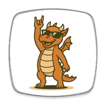 Dragon Rocker Baby - Square fridge magnet - white - Front