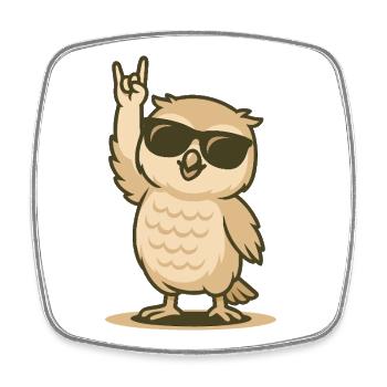 Rock'n'Hoot Owl Baby - Square fridge magnet - white - Front