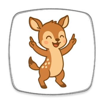Dancing baby deer - Square fridge magnet - white - Front