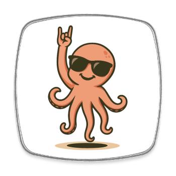 OctoRock Baby - Square fridge magnet - white - Front