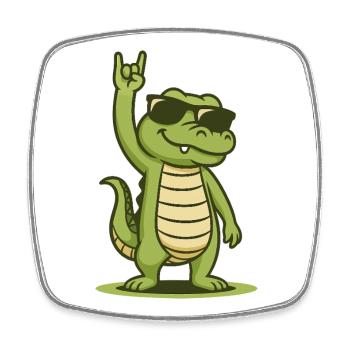 Rock’n’Roll Krokobaby - Viereckiger Kühlschrankmagnet - Weiß - Vorne