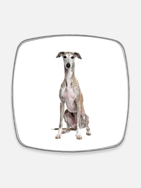 Greyhound – pure elegance, speed and grace! - Square fridge magnet - white