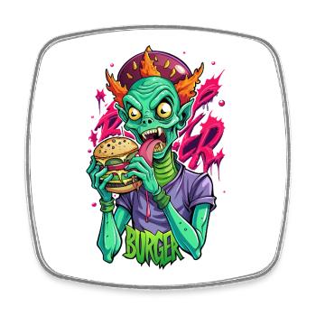 Burger Alien - Viereckiger Kühlschrankmagnet - Weiß - Vorne